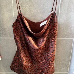 Astr Wild Print Cowl Neck Camisole